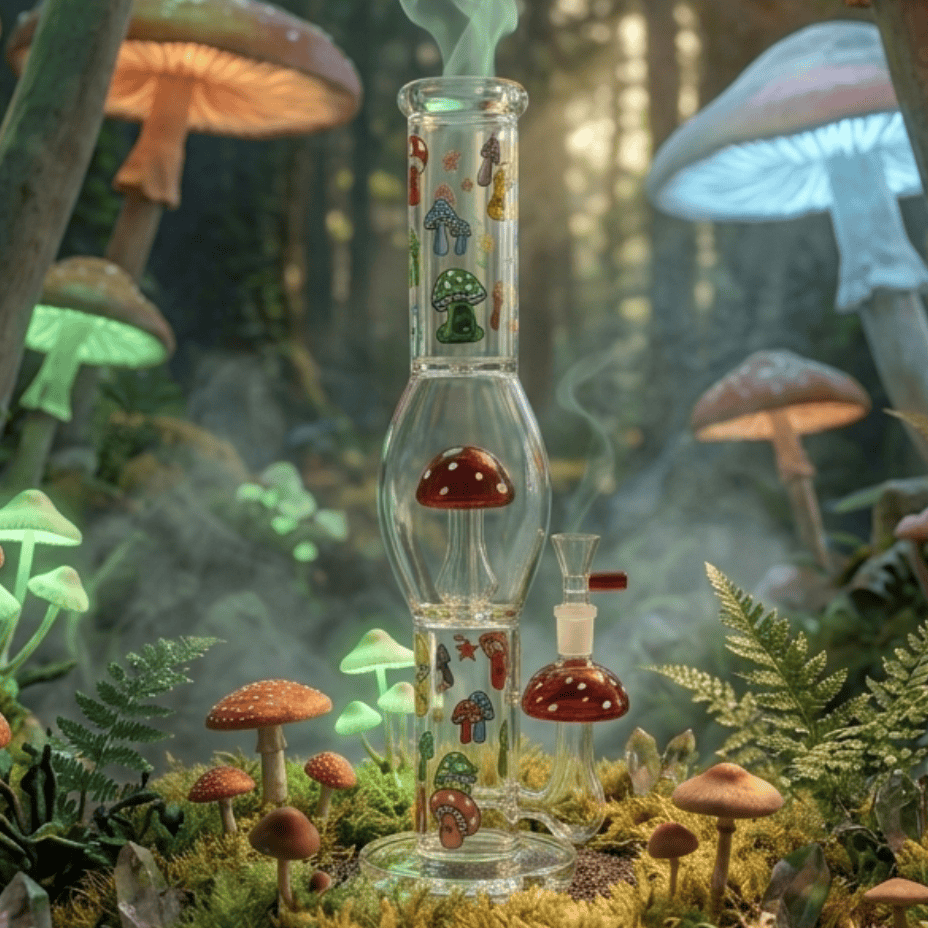 Pulsar Glass 7mm Shroom Shenanigans w/Inline Perc Straight Tube 15.25" Straight Steinbach Vape SuperStore and Bong Shop Manitoba Canada