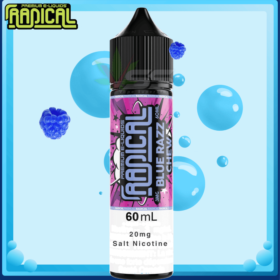 Radical 60ml Salt-Blue Razz Chew 60ml / 20mg Steinbach Vape SuperStore and Bong Shop Manitoba Canada