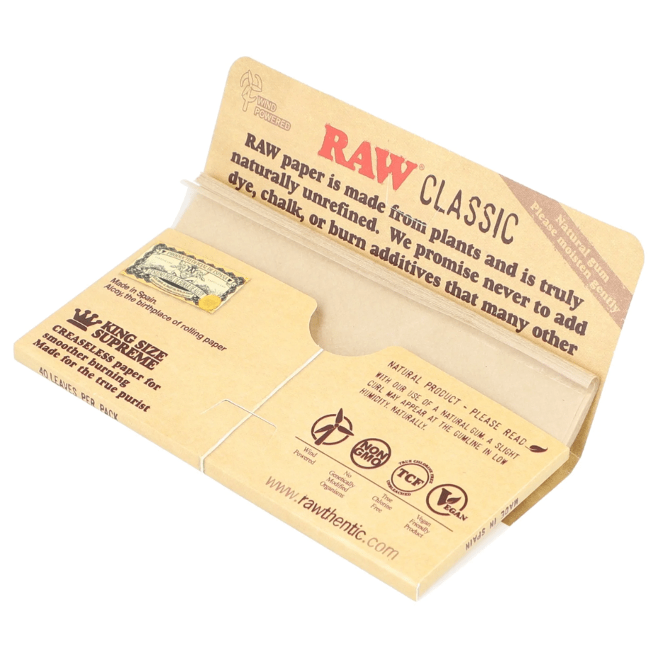 Raw Classic King Size Supreme Rolling Papers Steinbach Vape SuperStore and Bong Shop Manitoba Canada