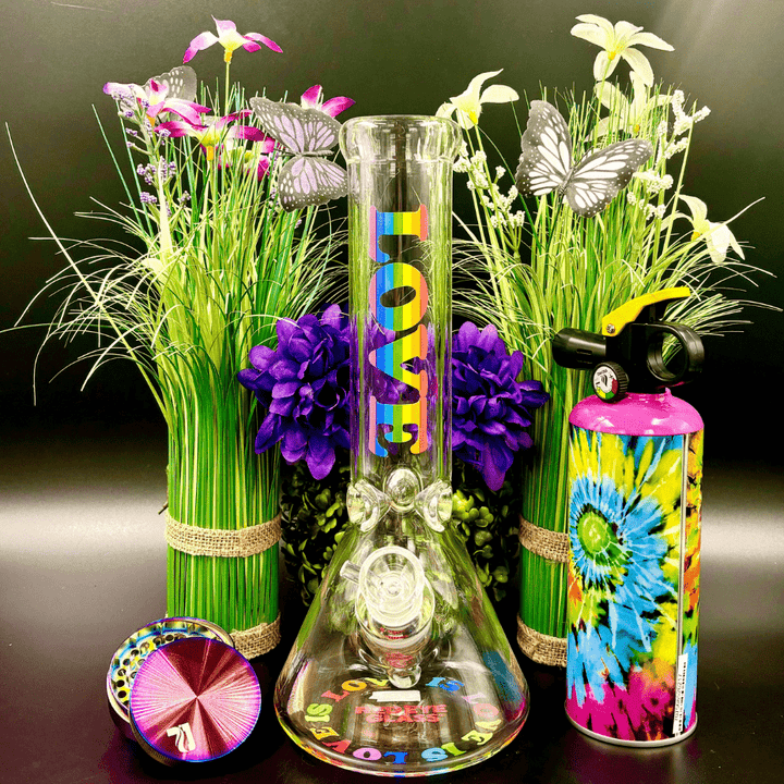 Red Eye 7mm Rainbow Love Beaker Bong-12" Steinbach Vape SuperStore and Bong Shop Manitoba Canada