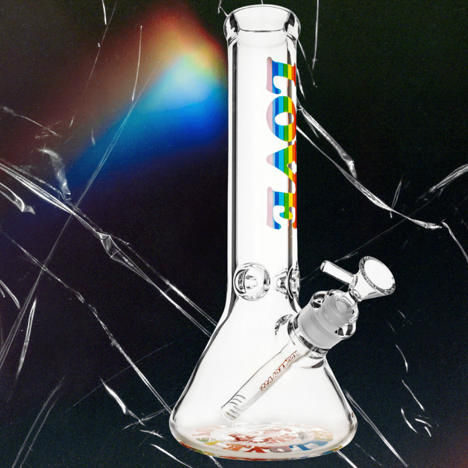 Red Eye 7mm Rainbow Love Beaker Bong-12" Steinbach Vape SuperStore and Bong Shop Manitoba Canada