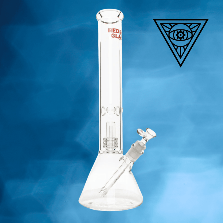Red Eye Glass Dual Chamber 7mm Matrix Perc Beaker Bong 16" Steinbach Vape SuperStore and Bong Shop Manitoba Canada