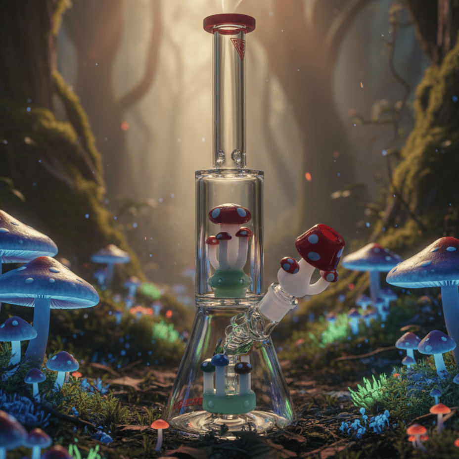 Red Eye Glass Dual Chamber Amanita Beaker Bong 12" Beaker Steinbach Vape SuperStore and Bong Shop Manitoba Canada
