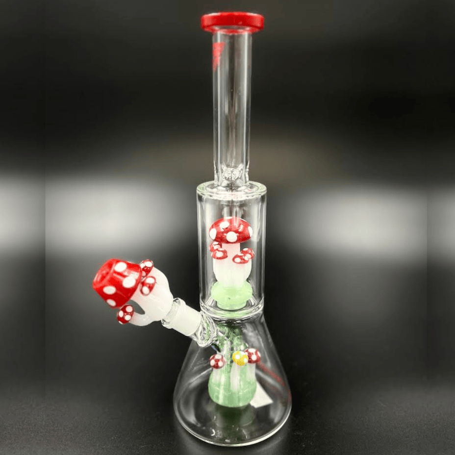 Red Eye Glass Dual Chamber Amanita Beaker Bong 12" Steinbach Vape SuperStore and Bong Shop Manitoba Canada
