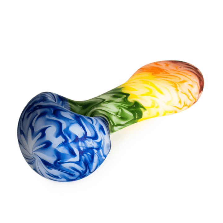 Red Eye Glass Frosted Rainbow Spoon Hand Pipe-4.5" Steinbach Vape SuperStore and Bong Shop Manitoba Canada