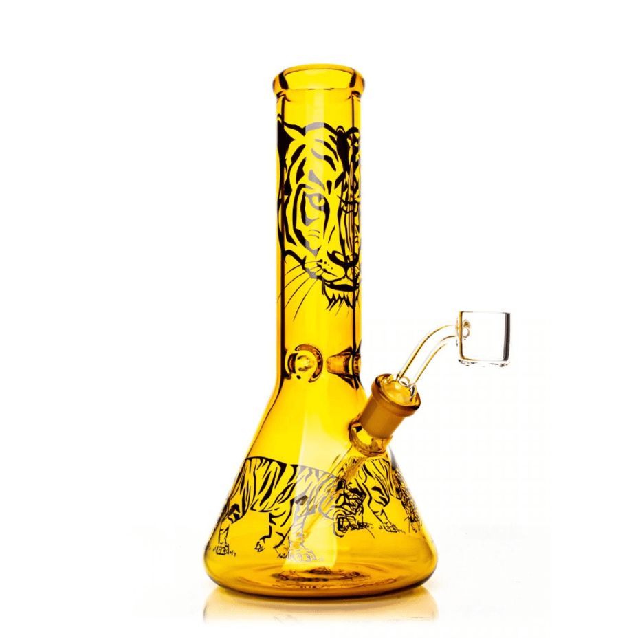 Red Eye Glass Honey Gold Tiger Beaker Base Concentrate Rig-8.5" Steinbach Vape SuperStore and Bong Shop Manitoba Canada