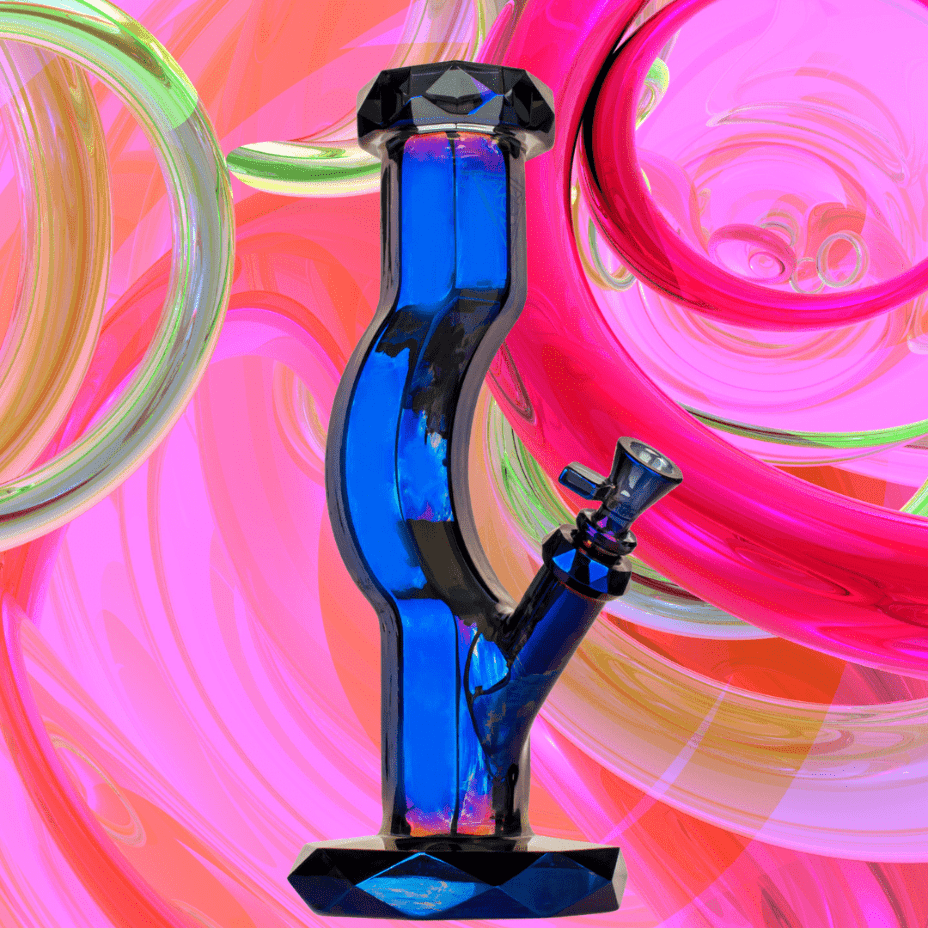 Red Eye Glass Metallic Terminator Hydrus Straight Base Gooseneck Bong 12" 12" / Blue Steinbach Vape SuperStore and Bong Shop Manitoba Canada