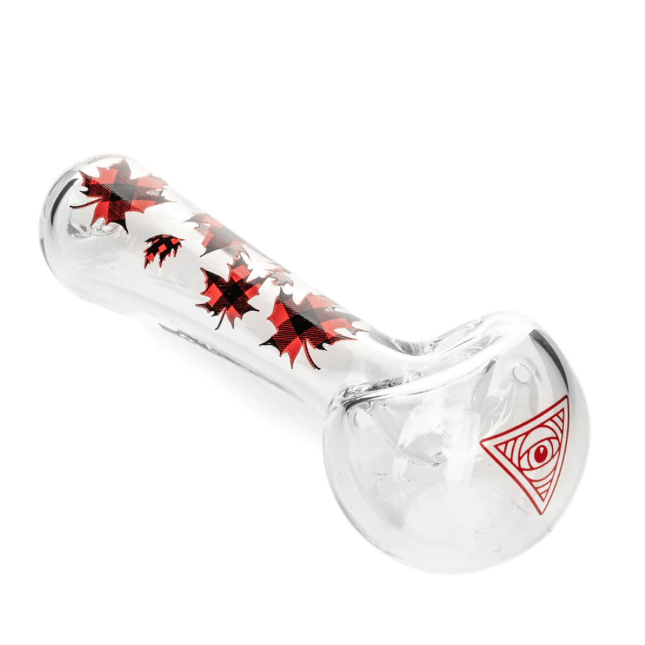 Red Eye Glass® Plaid Maple Leaf Spoon Hand Pipe-4.5" 4.5" Steinbach Vape SuperStore and Bong Shop Manitoba Canada