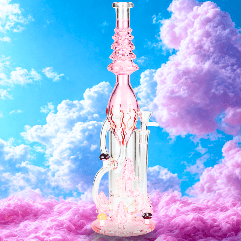 Retro Enchanted Forest Recycler 17" Pink Steinbach Vape SuperStore and Bong Shop Manitoba Canada