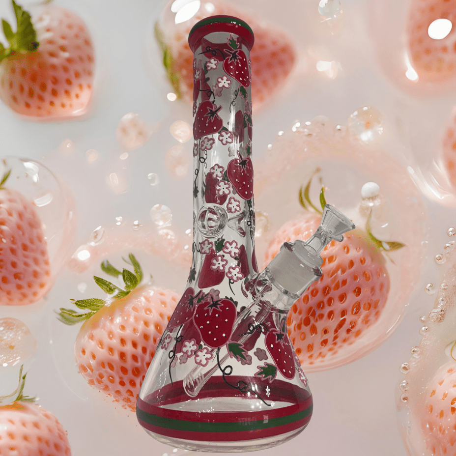 Retro Glass 7mm 3D Strawberry Design Beaker Bong 13" Steinbach Vape SuperStore and Bong Shop Manitoba Canada