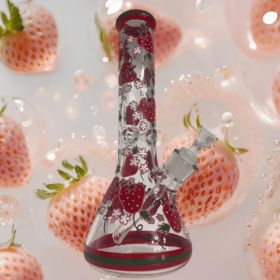 Retro Glass 7mm 3D Strawberry Design Beaker Bong 13" Steinbach Vape SuperStore and Bong Shop Manitoba Canada