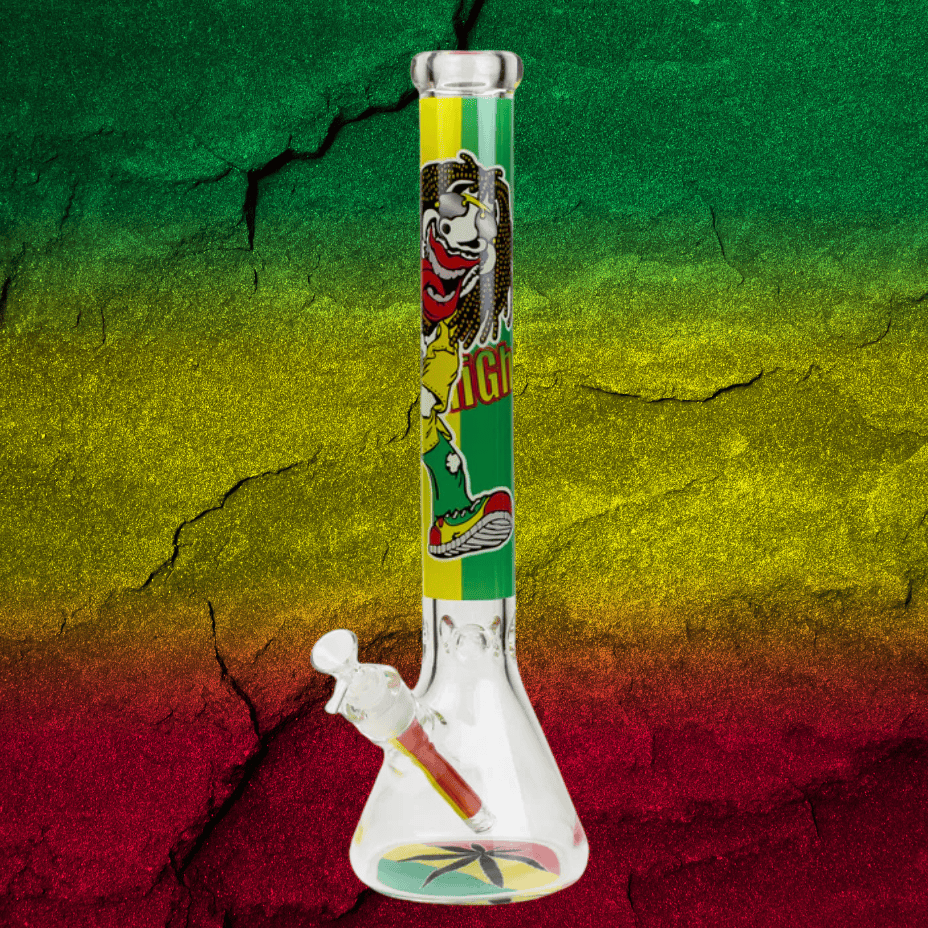 Retro Glass 7mm Rasta Man Beaker Bong 17.5" Beaker Steinbach Vape SuperStore and Bong Shop Manitoba Canada