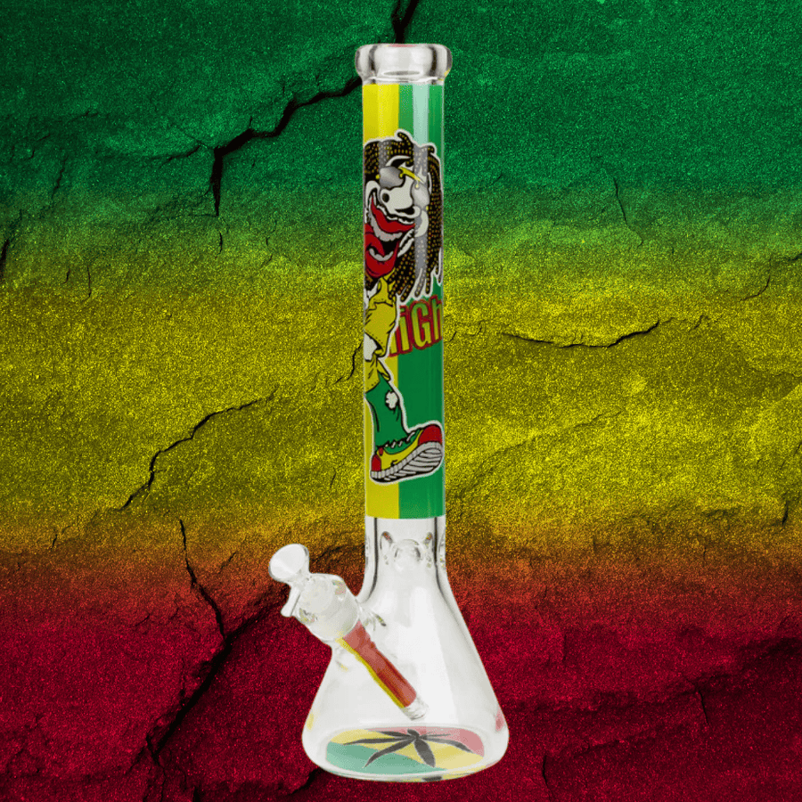 Retro Glass 7mm Rasta Man Beaker Bong 17.5" Beaker Steinbach Vape SuperStore and Bong Shop Manitoba Canada