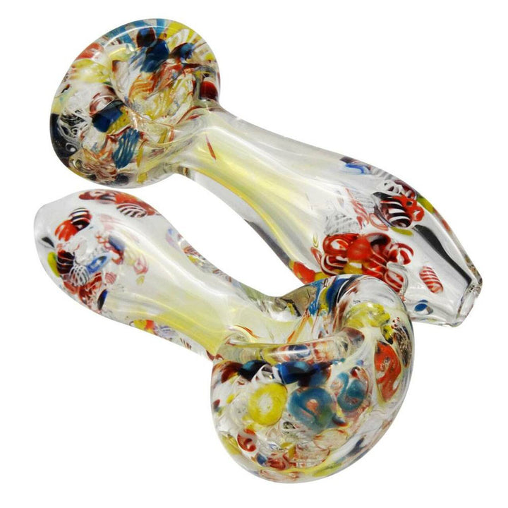 Retro Glass 4" / Clear Nice Glass Clear Spoon Pipe Confetti-Steinbach Vape Superstore