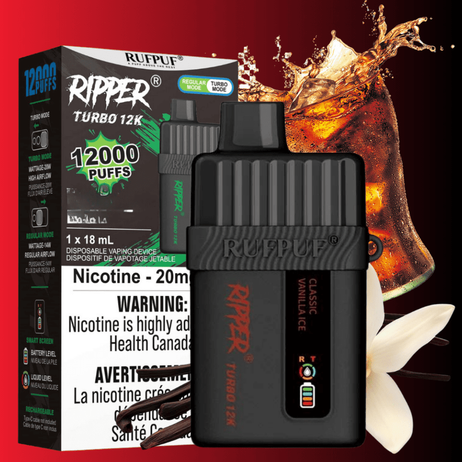 Ripper Turbo 12K Disposable Vape-Classic Vanilla Ice 12000 Puffs / 20mg Steinbach Vape SuperStore and Bong Shop Manitoba Canada