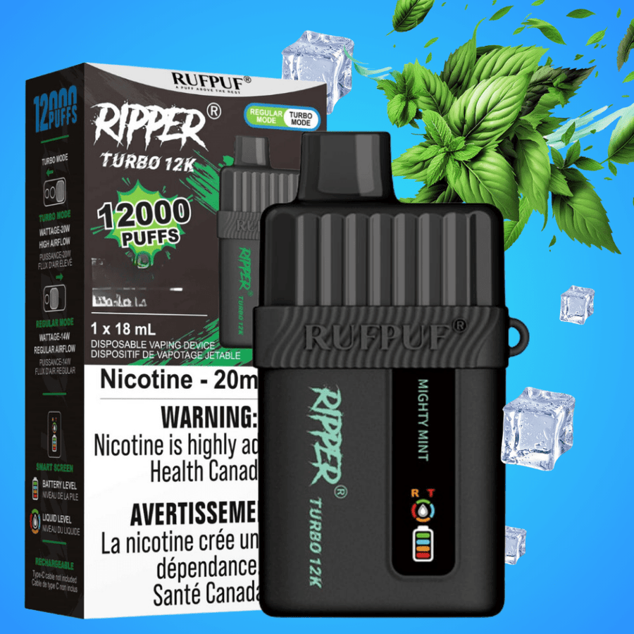 Ripper Turbo 12K Disposable Vape-Mighty Mint Ice 12000 Puffs / 20mg Steinbach Vape SuperStore and Bong Shop Manitoba Canada