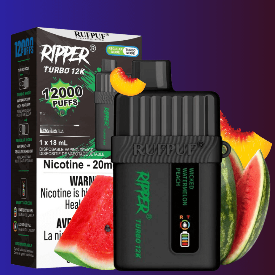 Ripper Turbo 12K Disposable Vape-Wicked Watermelon Peach 12000 Puffs / 20mg Steinbach Vape SuperStore and Bong Shop Manitoba Canada