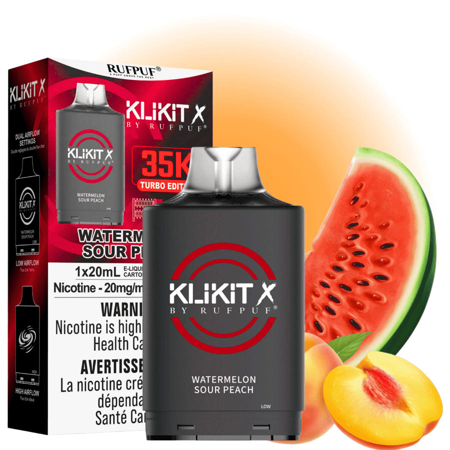 RufPuf Klikit X 35K Turbo Pod-Watermelon Sour Peach Steinbach Vape SuperStore and Bong Shop Manitoba Canada