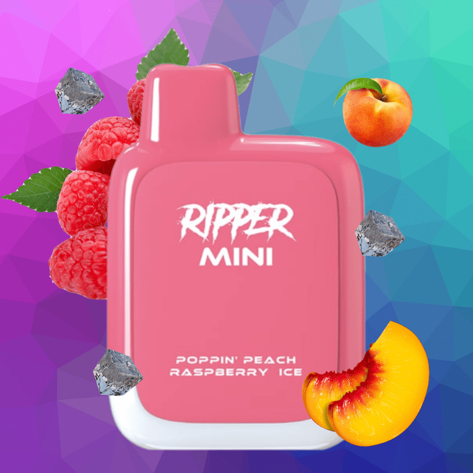 Rufpuf Ripper Mini Disposable Vape-1100 1000 puffs / Poppin Peach Raspberry Ice Steinbach Vape SuperStore and Bong Shop Manitoba Canada