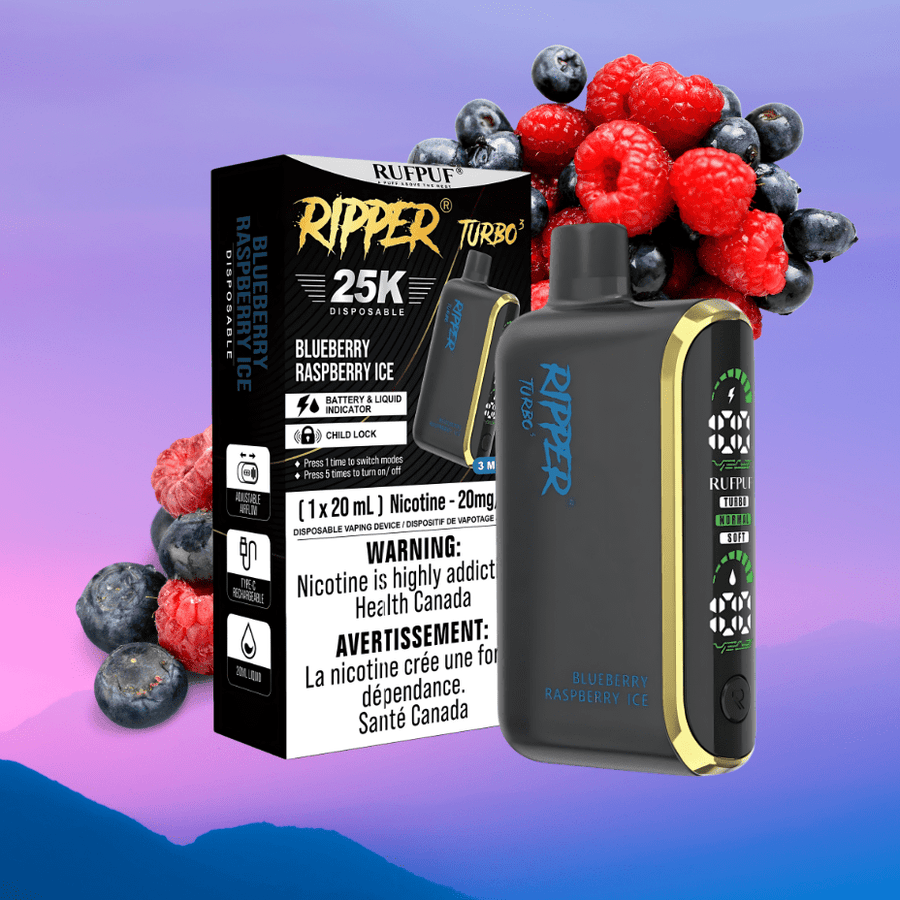 Rufpuf Ripper T3 Disposable Vape-Blueberry Raspberry Ice 25000 Puffs / 20mg Steinbach Vape SuperStore and Bong Shop Manitoba Canada