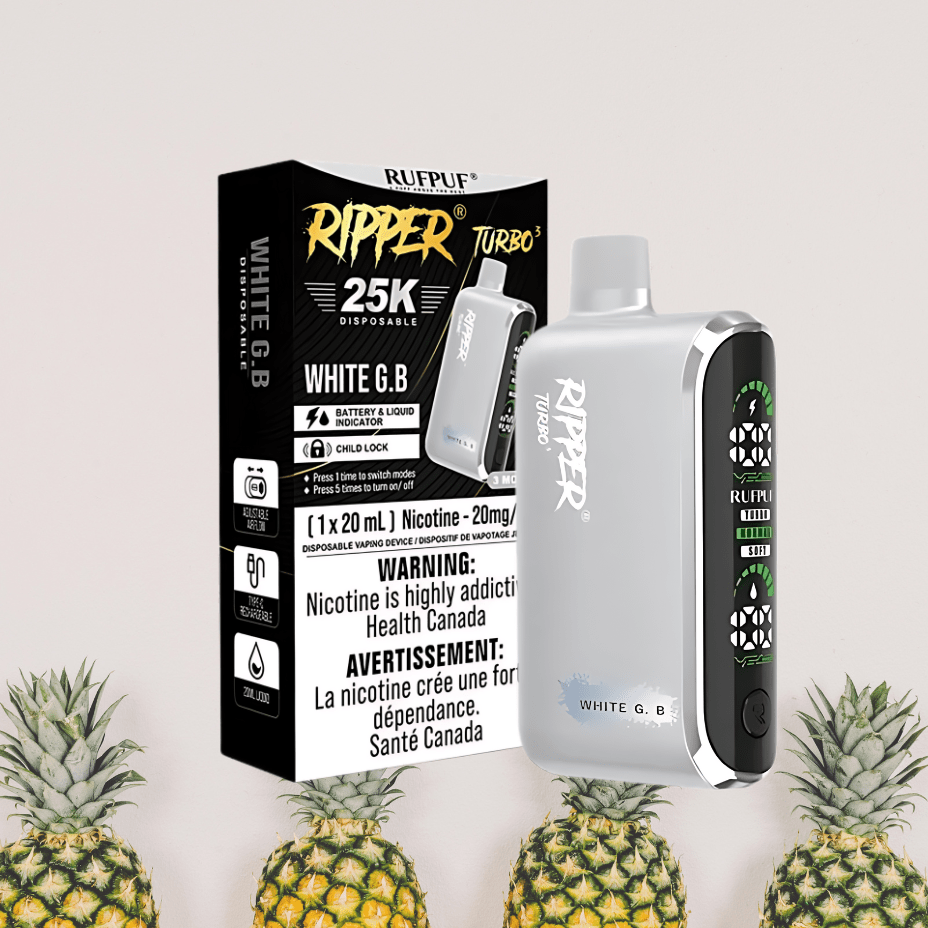 Rufpuf Ripper T3 Disposable Vape-White GB 25000 Puffs / 20mg Steinbach Vape SuperStore and Bong Shop Manitoba Canada