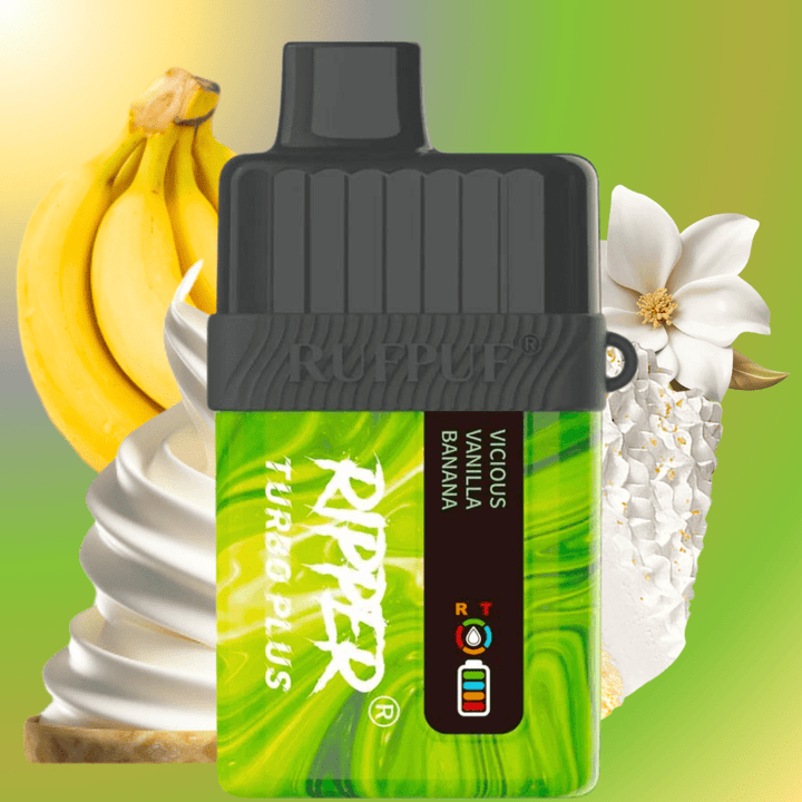 RufPuf Ripper Turbo Plus 20K Disposable Vape - Vicious Vanilla Banana 20000 Puffs / 20mg Steinbach Vape SuperStore and Bong Shop Manitoba Canada