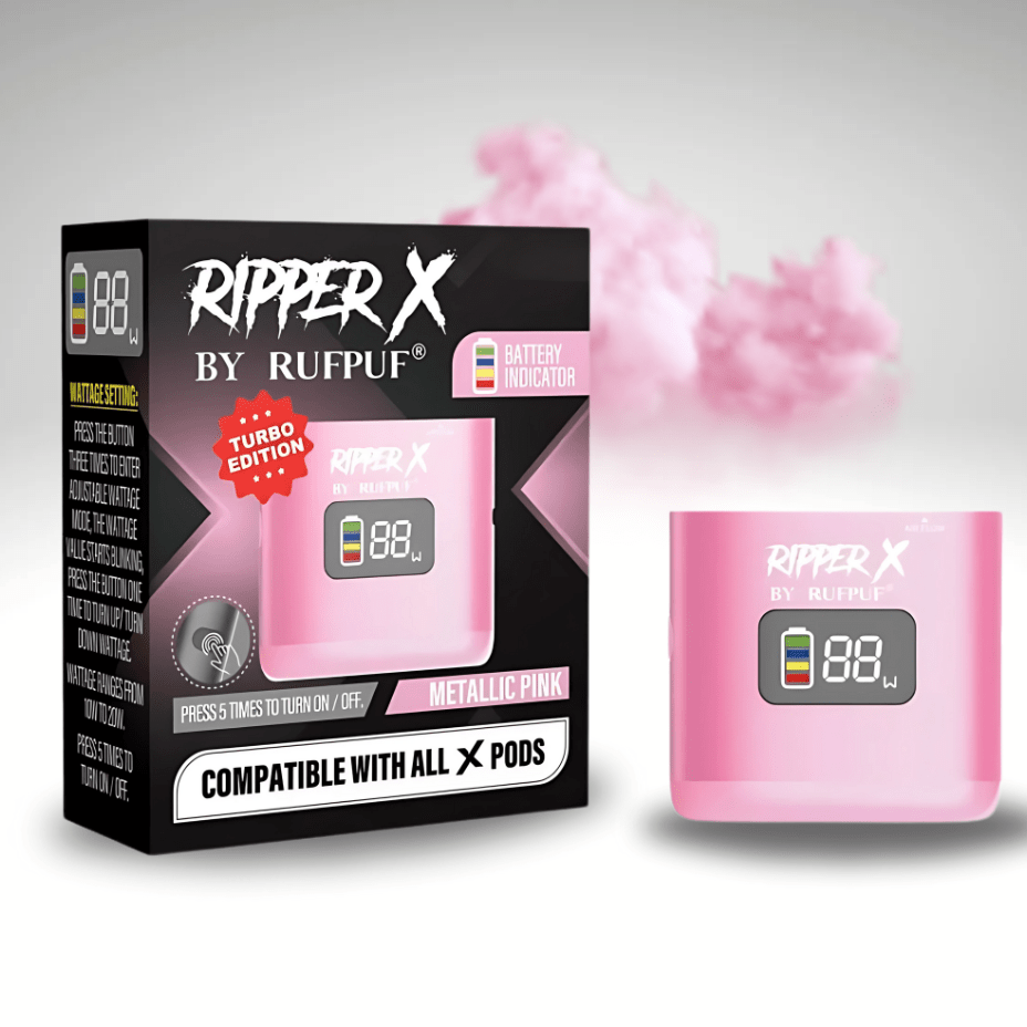 Rufpuf Ripper Turbo X Batteries Metallic Pink Steinbach Vape SuperStore and Bong Shop Manitoba Canada