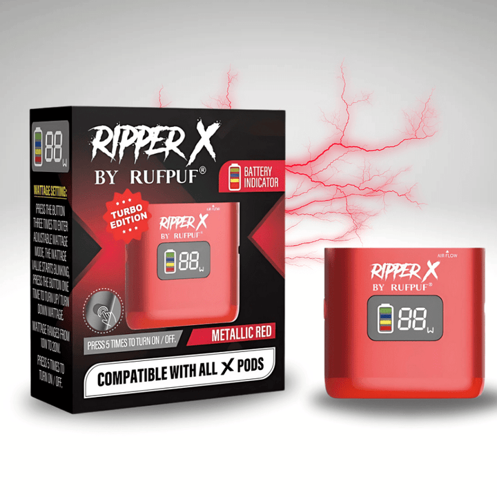 Rufpuf Ripper Turbo X Batteries Metallic Red Steinbach Vape SuperStore and Bong Shop Manitoba Canada