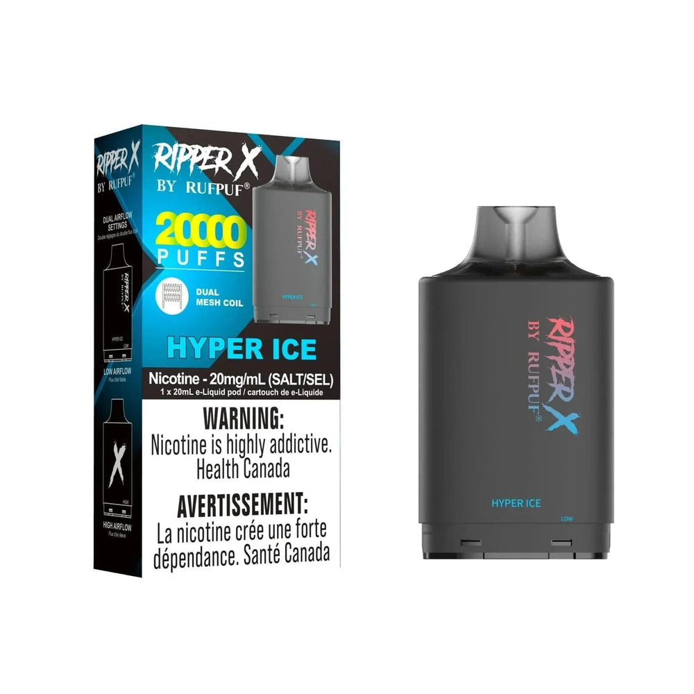 RufPuf Ripper X 20K - Hyper Ice 20mg / 20000 Puffs Steinbach Vape SuperStore and Bong Shop Manitoba Canada