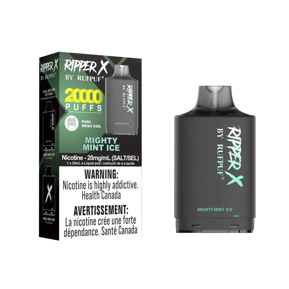 RufPuf Ripper X 20K - Mighty Mint Ice 20mg / 20000 Puffs Steinbach Vape SuperStore and Bong Shop Manitoba Canada