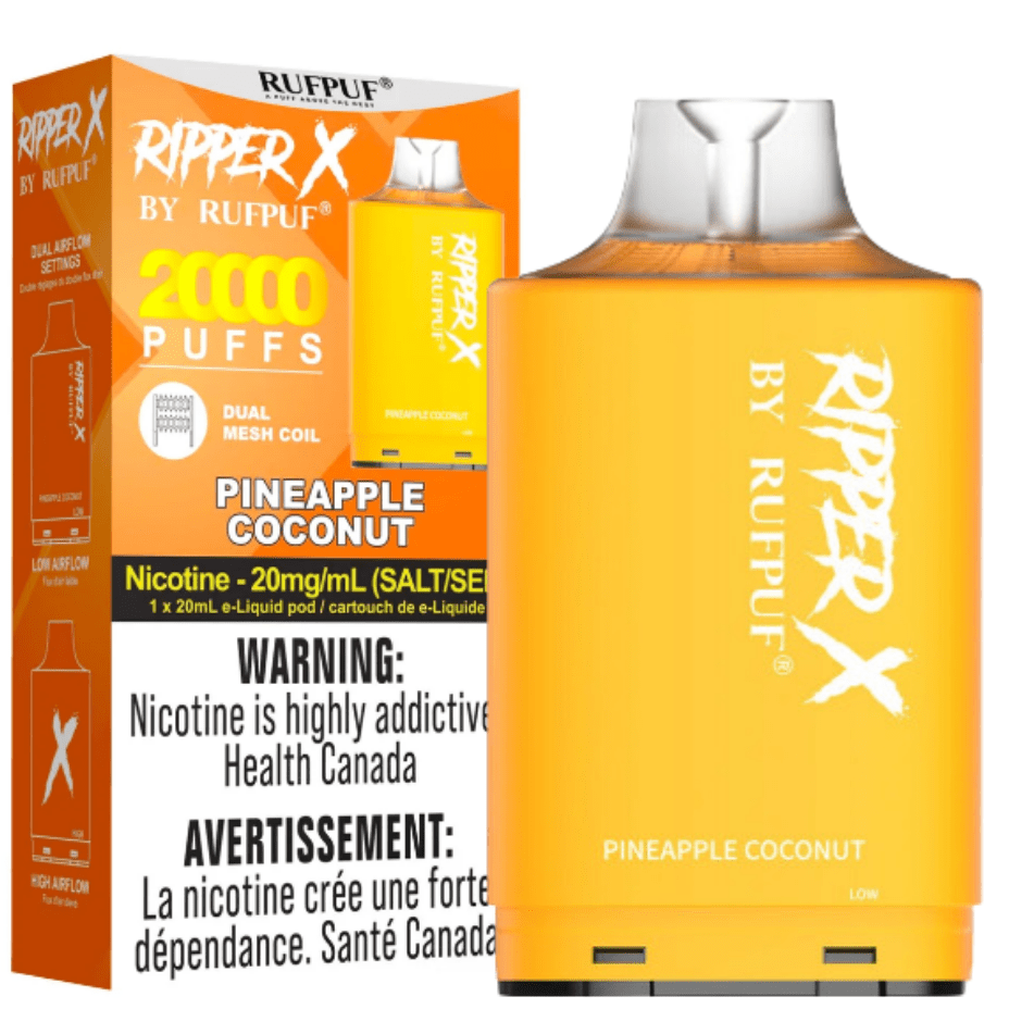 RufPuf Ripper X 35K - Pineapple Coconut 20mg / 35000 Puffs Steinbach Vape SuperStore and Bong Shop Manitoba Canada