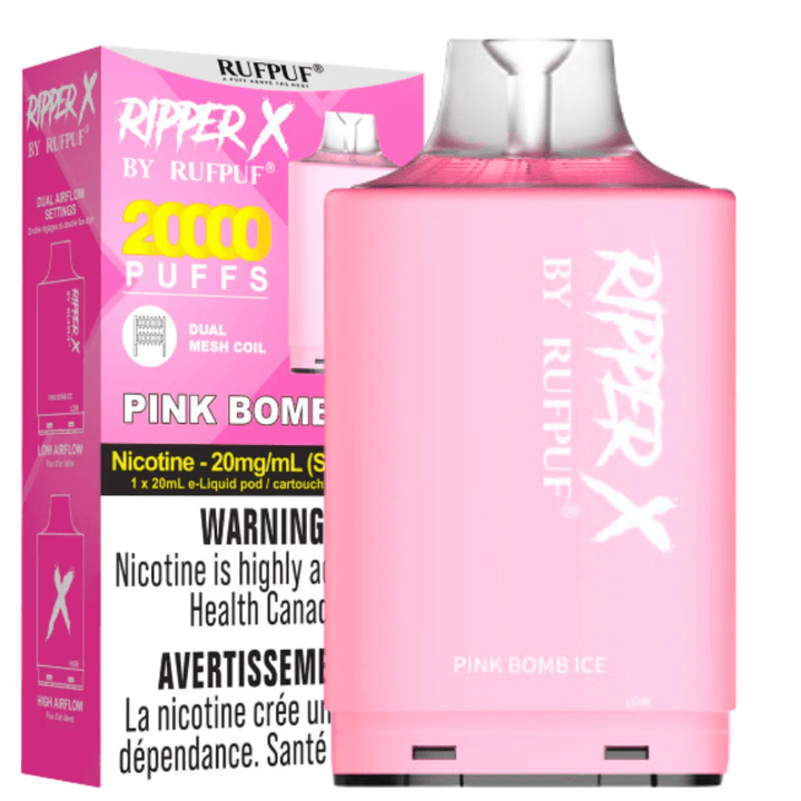 RufPuf Ripper X 35K - Pink Bomb Ice 35000 Puffs / 20mg Steinbach Vape SuperStore and Bong Shop Manitoba Canada