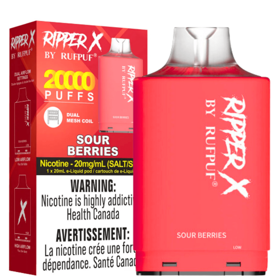 RufPuf Ripper X 35K - Sour Berries 20mg / 35000 Puffs Steinbach Vape SuperStore and Bong Shop Manitoba Canada