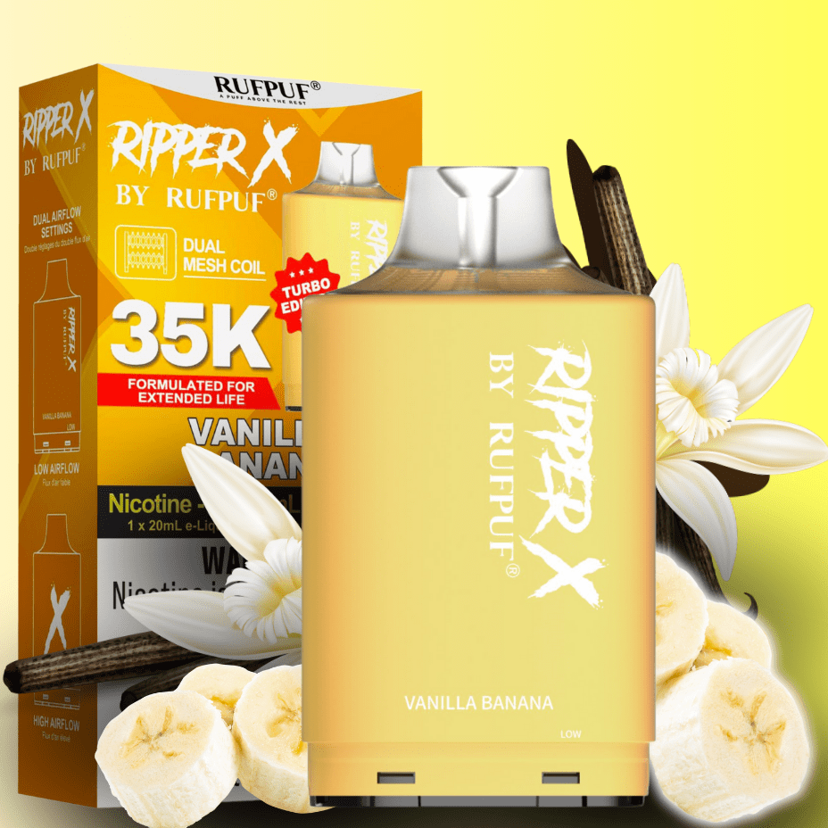 RufPuf Ripper X 35K Turbo Pod - Vanilla Banana 20mg / 35000 Puffs Steinbach Vape SuperStore and Bong Shop Manitoba Canada