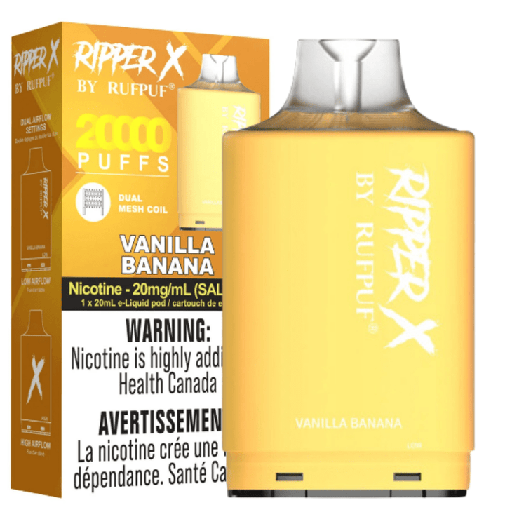 RufPuf Ripper X 35K - Vanilla Banana 20mg / 35000 Puffs Steinbach Vape SuperStore and Bong Shop Manitoba Canada