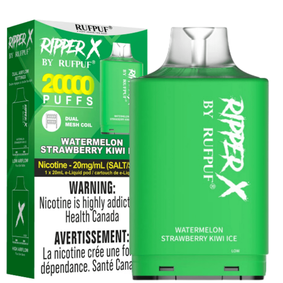 RufPuf Ripper X 35K - Watermelon Strawberry Kiwi Ice 20mg / 35000 Puffs Steinbach Vape SuperStore and Bong Shop Manitoba Canada