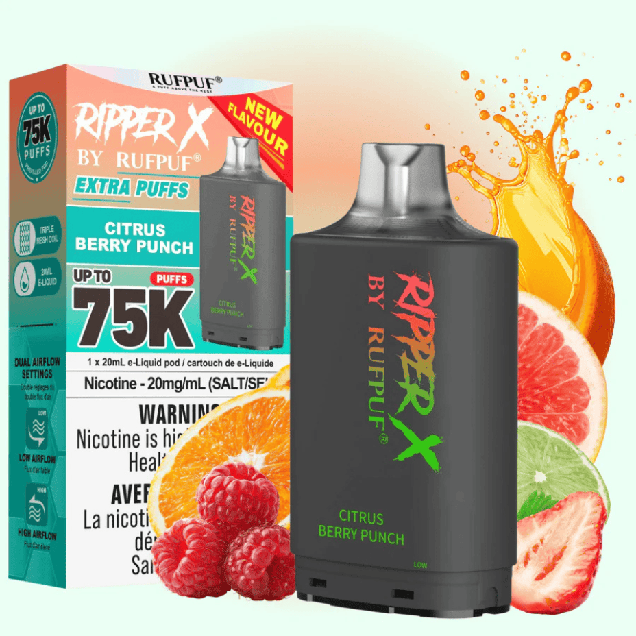 Rufpuf Ripper X 75K Turbo Pod-Berry Citrus Punch 20mg / 75K Steinbach Vape SuperStore and Bong Shop Manitoba Canada