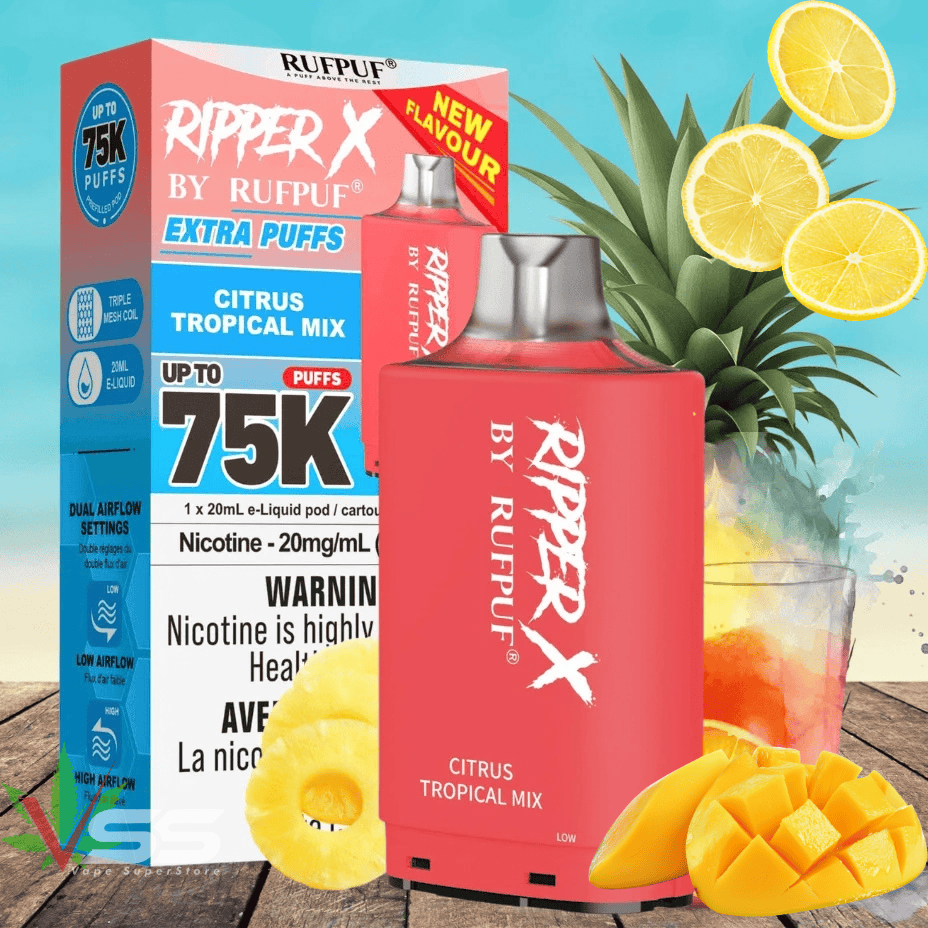 Rufpuf Ripper X 75K Turbo Pod-Citrus Tropical Mix 20mg / 75K Steinbach Vape SuperStore and Bong Shop Manitoba Canada