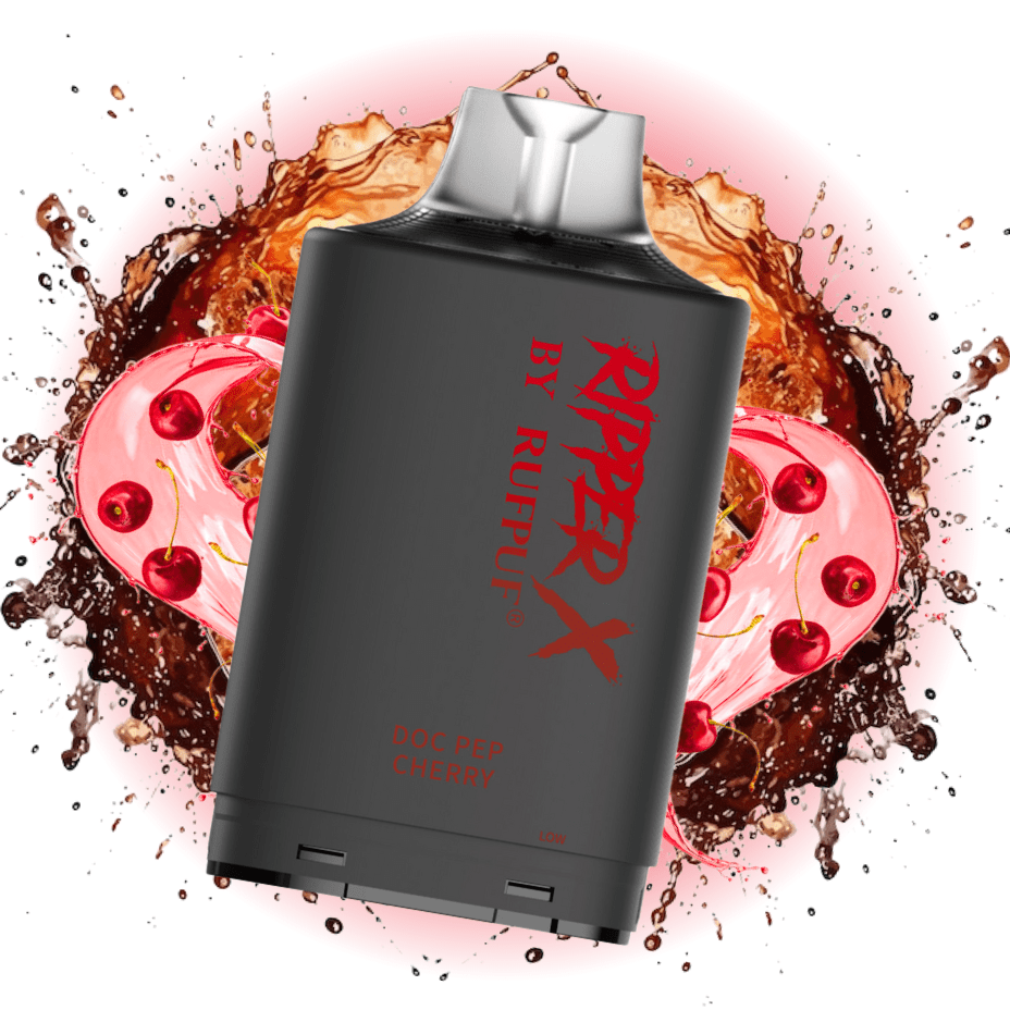 RufPuf Ripper X 75k Turbo Pod - Doc Pep Cherry 20mg / 75000 Puffs Steinbach Vape SuperStore and Bong Shop Manitoba Canada