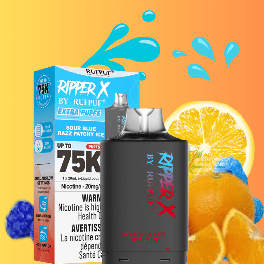 RufPuf Ripper X 75K Turbo Pod-Sour Blue Razz Patchy Ice Steinbach Vape SuperStore and Bong Shop Manitoba Canada