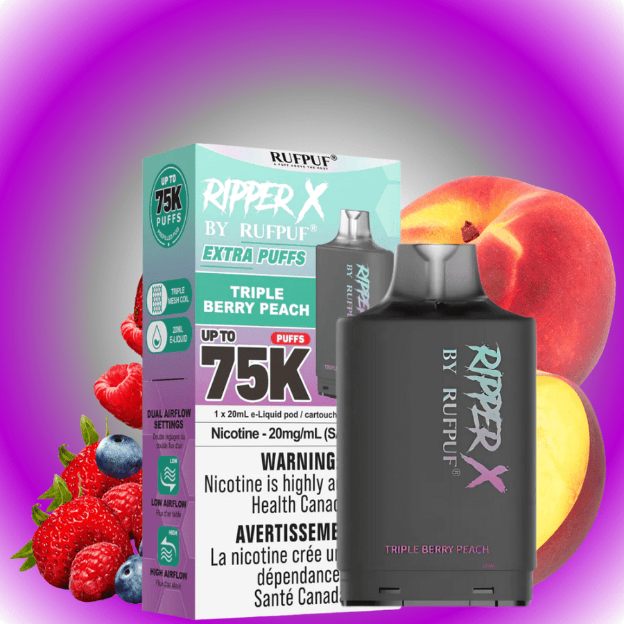 Rufpuf Ripper X 75K Turbo Pod-Triple Berry Peach Steinbach Vape SuperStore and Bong Shop Manitoba Canada