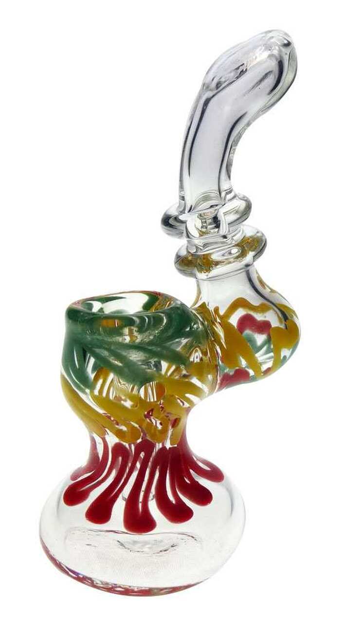 Sherlock Clear Bubbler w/Rasta Striping 5" Rasta Steinbach Vape SuperStore and Bong Shop Manitoba Canada