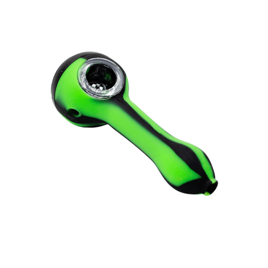 Silicone Hand Pipe w/ Glass Bowl Black-Green Steinbach Vape SuperStore and Bong Shop Manitoba Canada