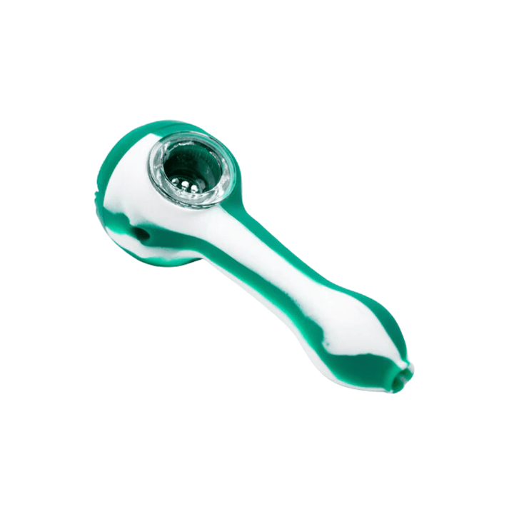Silicone Hand Pipe w/ Glass Bowl Green-White Steinbach Vape SuperStore and Bong Shop Manitoba Canada