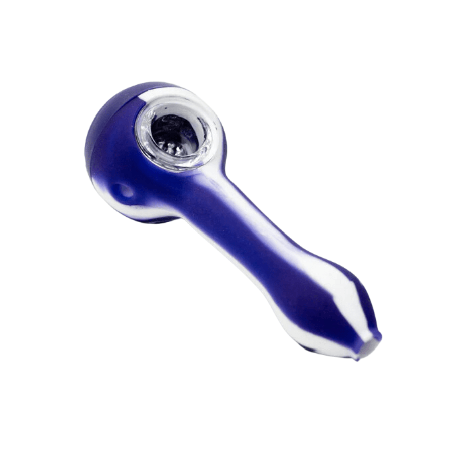 Silicone Hand Pipe w/ Glass Bowl Purple-White Steinbach Vape SuperStore and Bong Shop Manitoba Canada