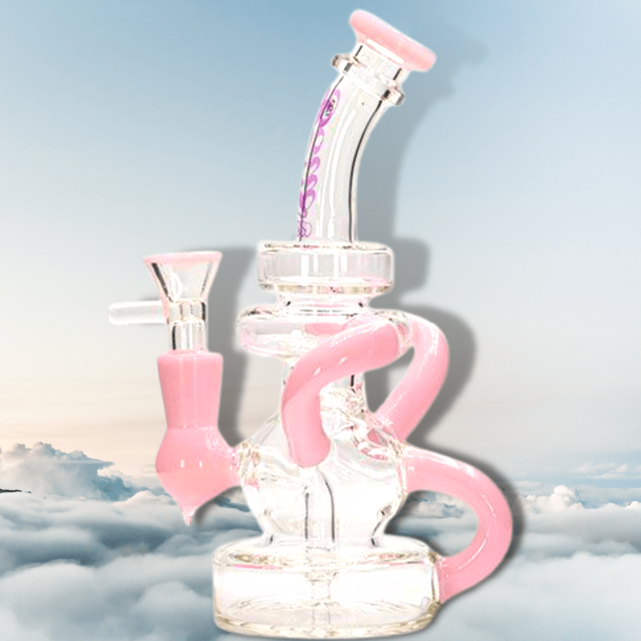 Soul Glass 2-in-1 Bent Neck Recycler 8" Pink Steinbach Vape SuperStore and Bong Shop Manitoba Canada