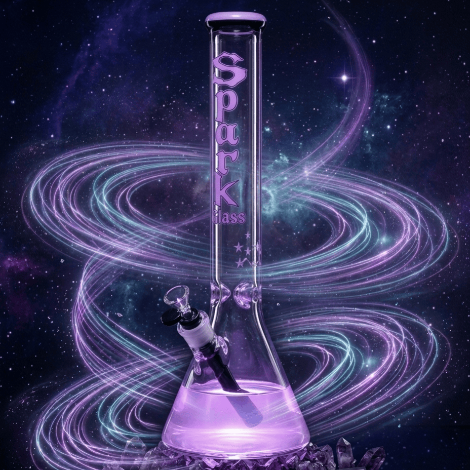 Spark Glass 9mm Colour Topped Beaker 18" 9mm / Purple Steinbach Vape SuperStore and Bong Shop Manitoba Canada