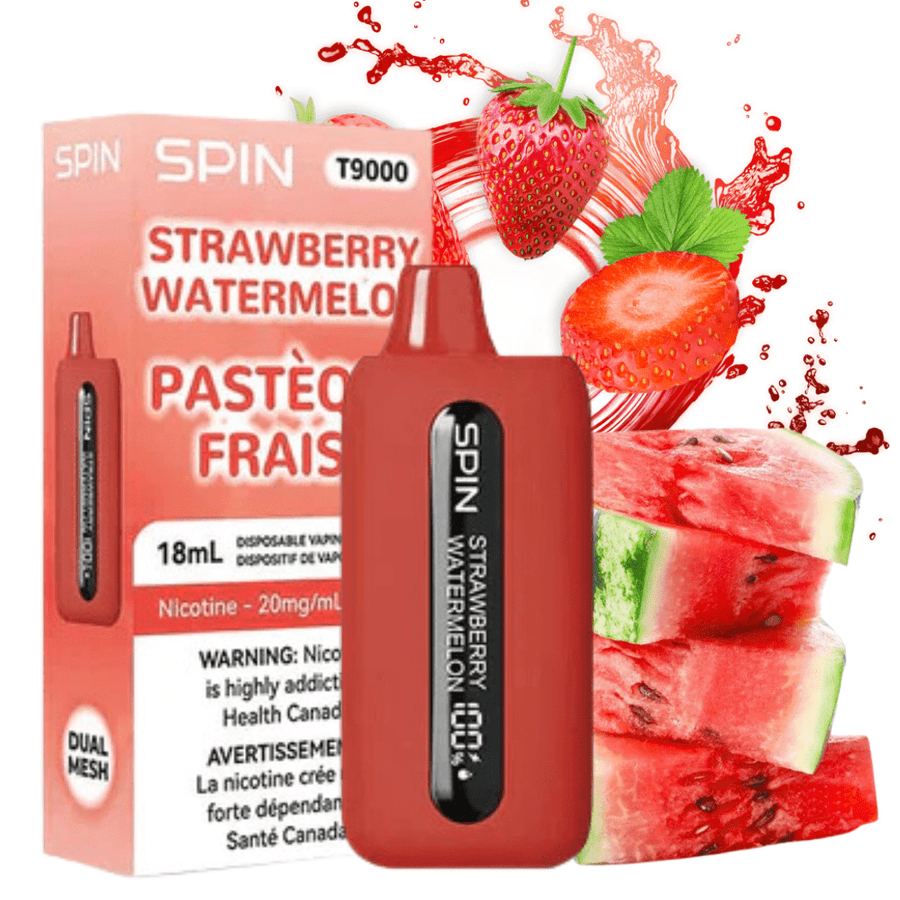 Spin T9000 Disposable Vape-Strawberry Watermelon 20mg / 9000 Puffs Steinbach Vape SuperStore and Bong Shop Manitoba Canada