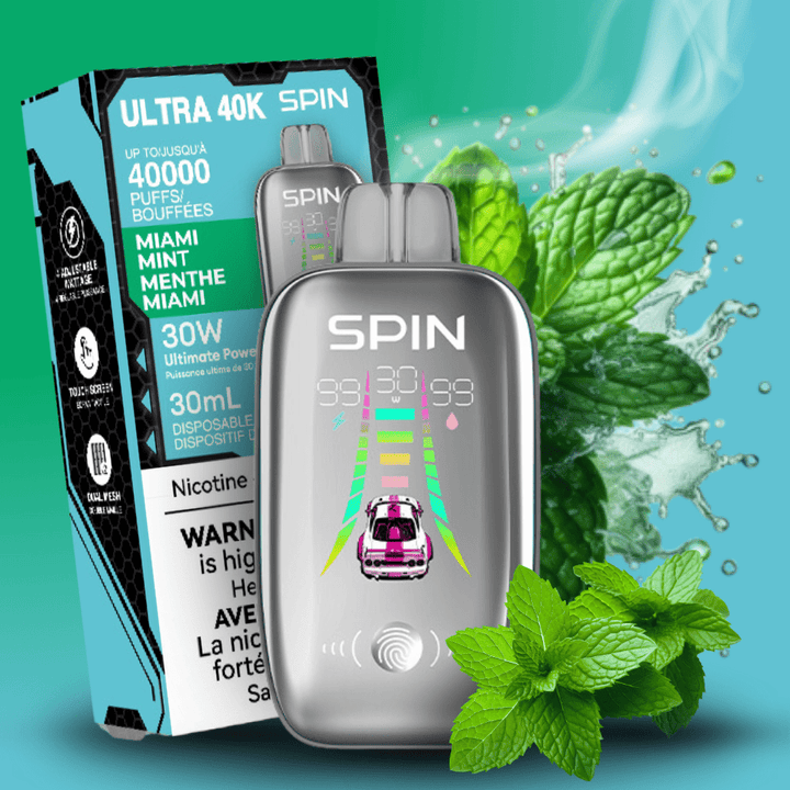 Spin Ultra 40k Disposable Vape - Miami Mint 40000 puffs / 20mg Steinbach Vape SuperStore and Bong Shop Manitoba Canada