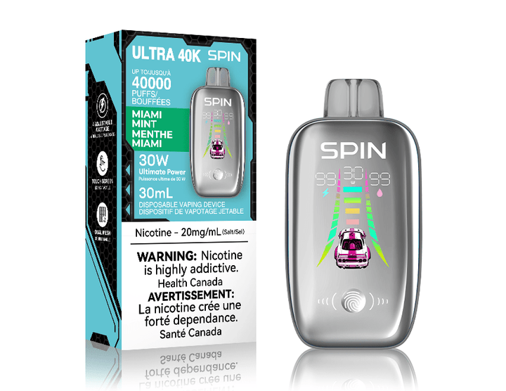 Spin Ultra 40k Disposable Vape - Miami Mint 40000 puffs / 20mg Steinbach Vape SuperStore and Bong Shop Manitoba Canada